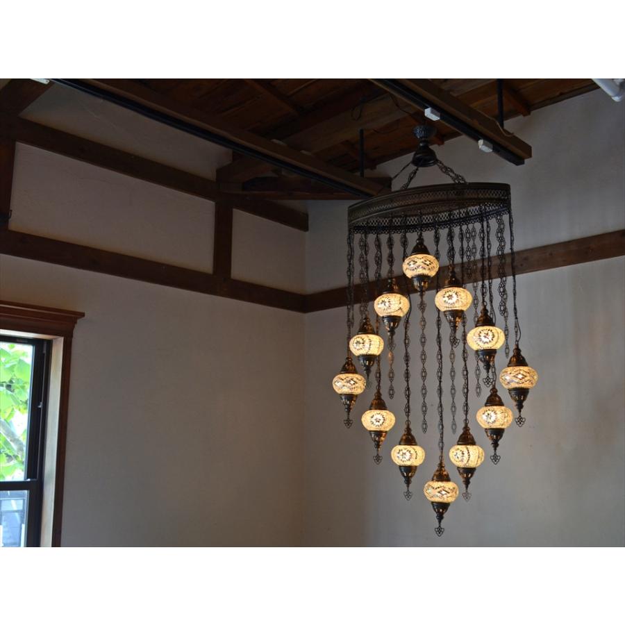 トルコランプ モザイクランプ モザイクガラスランプシャンデリア 12灯