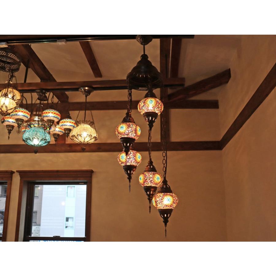 モザイクランプ トルコランプ シャンデリア 5灯 螺旋 全高114cm 直径