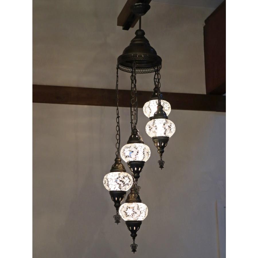 モザイクランプ トルコランプ シャンデリア 5灯 螺旋 全高114cm