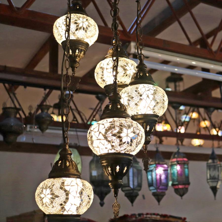 モザイクランプ トルコランプ シャンデリア 5灯 螺旋 全高114cm