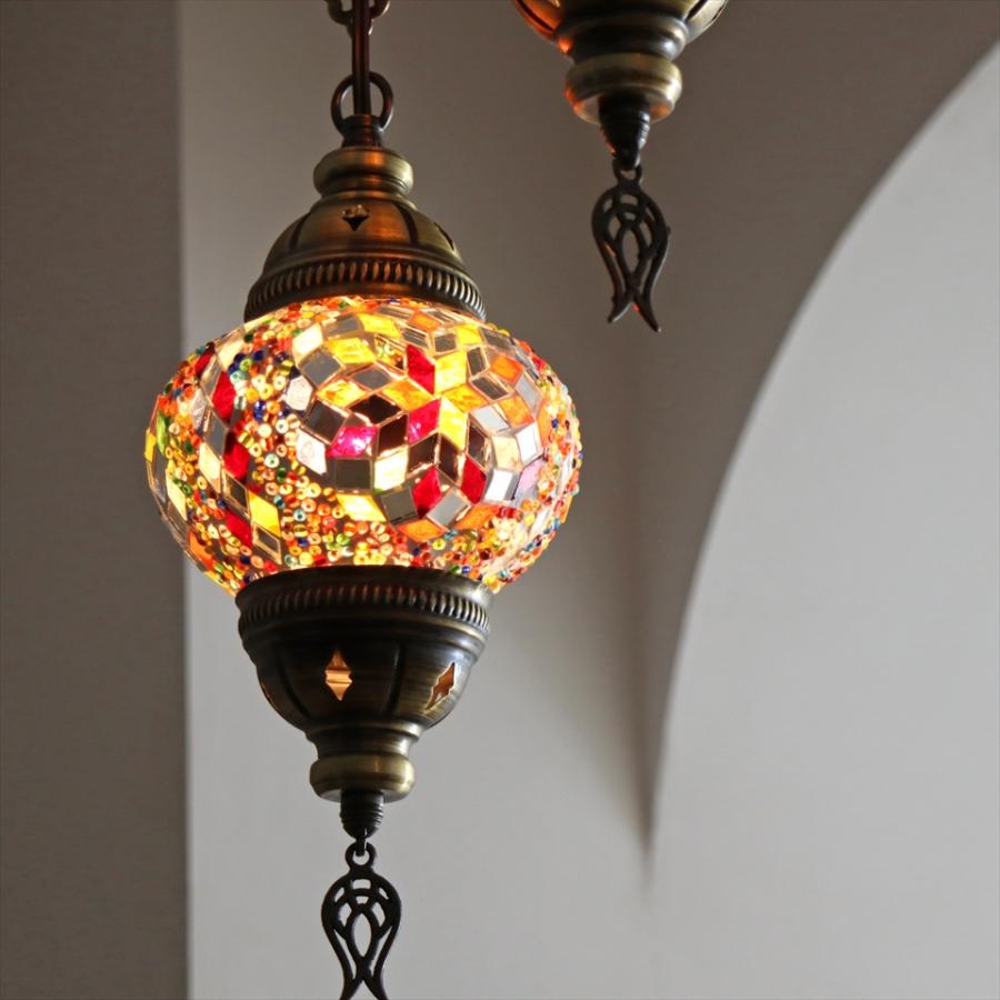 トルコランプ モザイクランプ シャンデリア 3灯 全高84cm 直径29cm