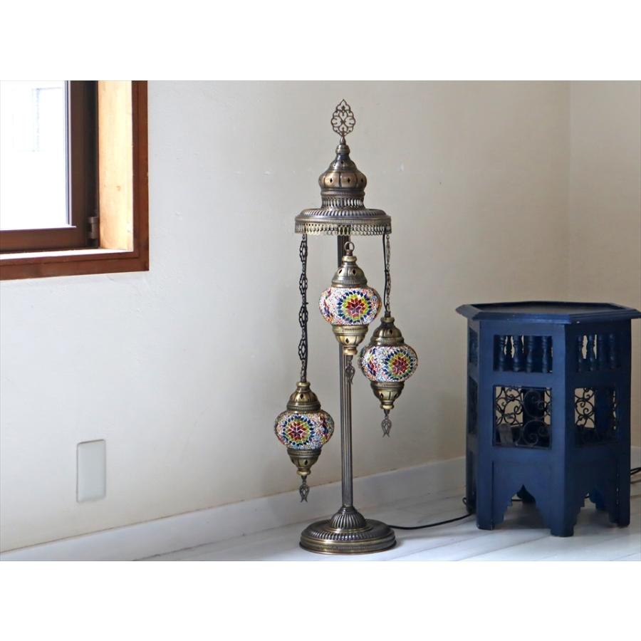 モザイクシャンデリアスタンドランプ 3灯 全高94cm ホワイト E17