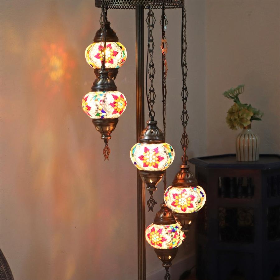 トルコランプ モザイクシャンデリアスタンドランプ 5灯 全高136cm