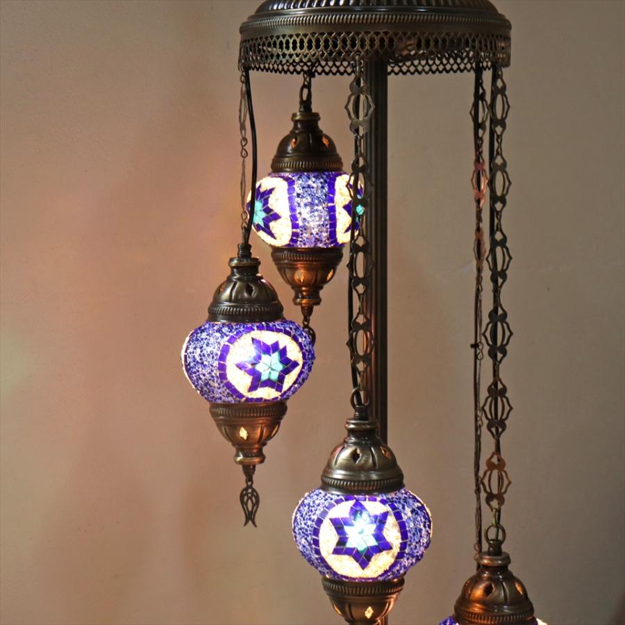 トルコランプ モザイクシャンデリアスタンドランプ 5灯 全高136cm