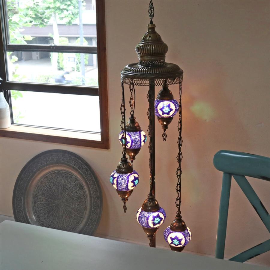トルコランプ モザイクシャンデリアスタンドランプ 5灯 全高136cm