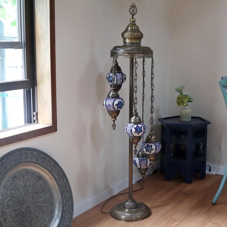 トルコランプ モザイクシャンデリアスタンドランプ 5灯 全高136cm