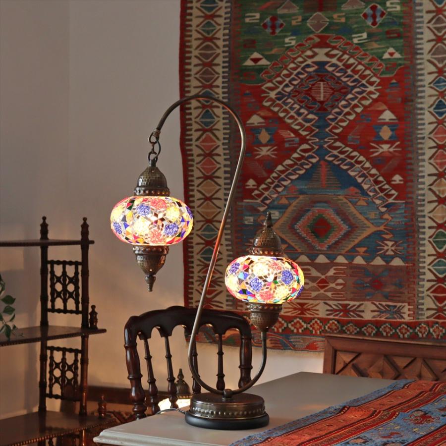 トルコランプ モザイクランプ スタンドランプ 2灯 全高67cm ミックス