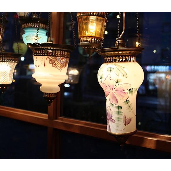 アンティークガラスのトルコランプ 乳白色/フラワーペイント 灯具別売り | ブランド登録なし | 01