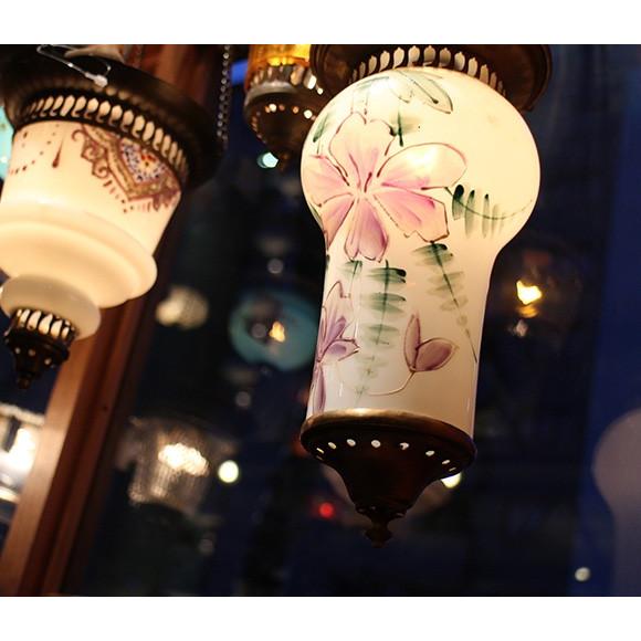 アンティークガラスのトルコランプ 乳白色/フラワーペイント 灯具別売り | ブランド登録なし | 03