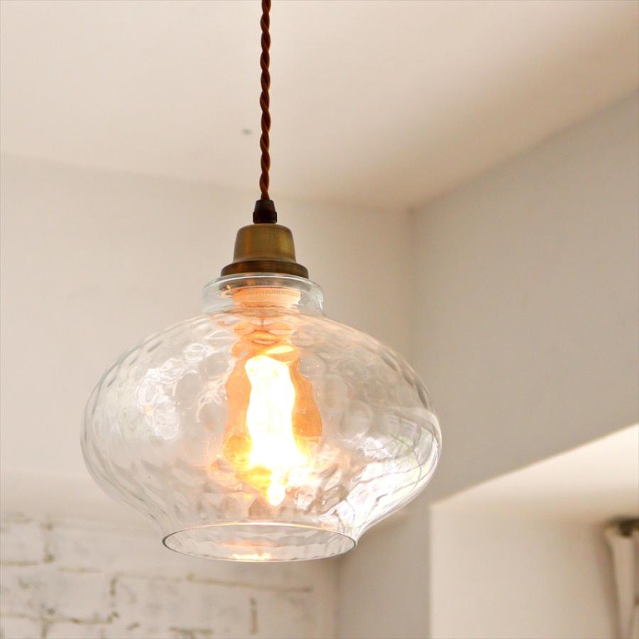 ガラスシェード　ウォルナットクリア　ディンプル ガラスシェード ガラスペンダントランプ 1灯 ウォルナット クリア