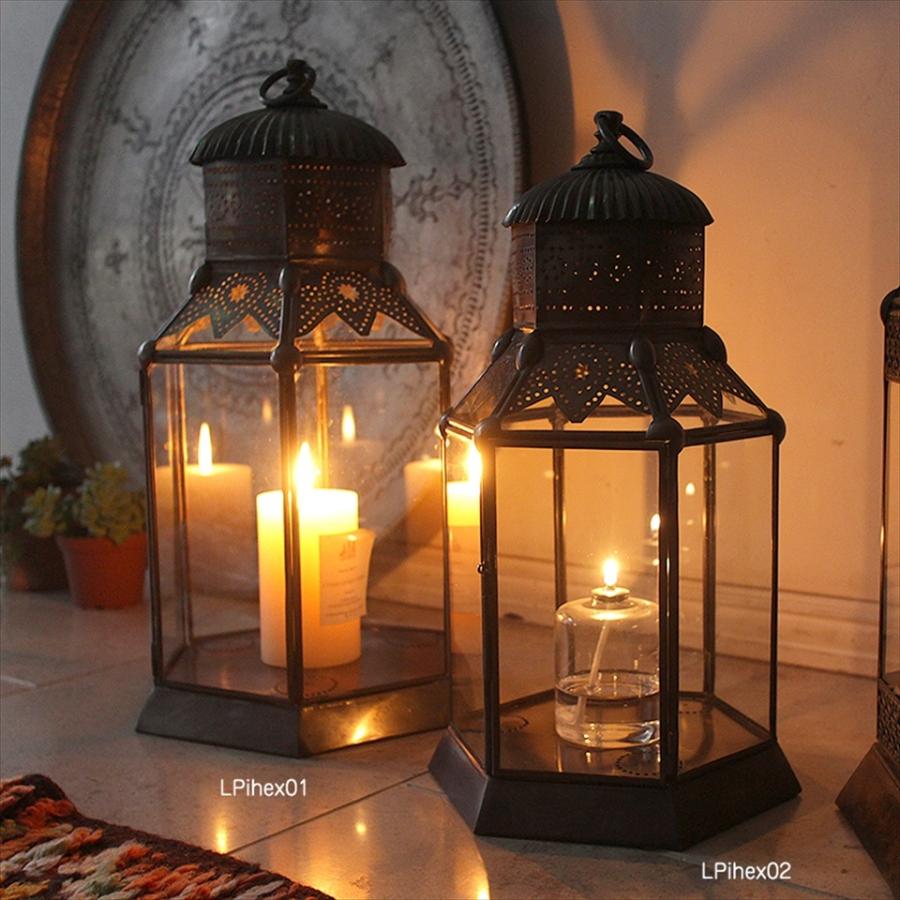 アラブ風ガラスランタン/ブラスランプ 銅製品 高さ46cm　トルコ製モロッコランプ オリエンタル照明　ノマド | ブランド登録なし | 01