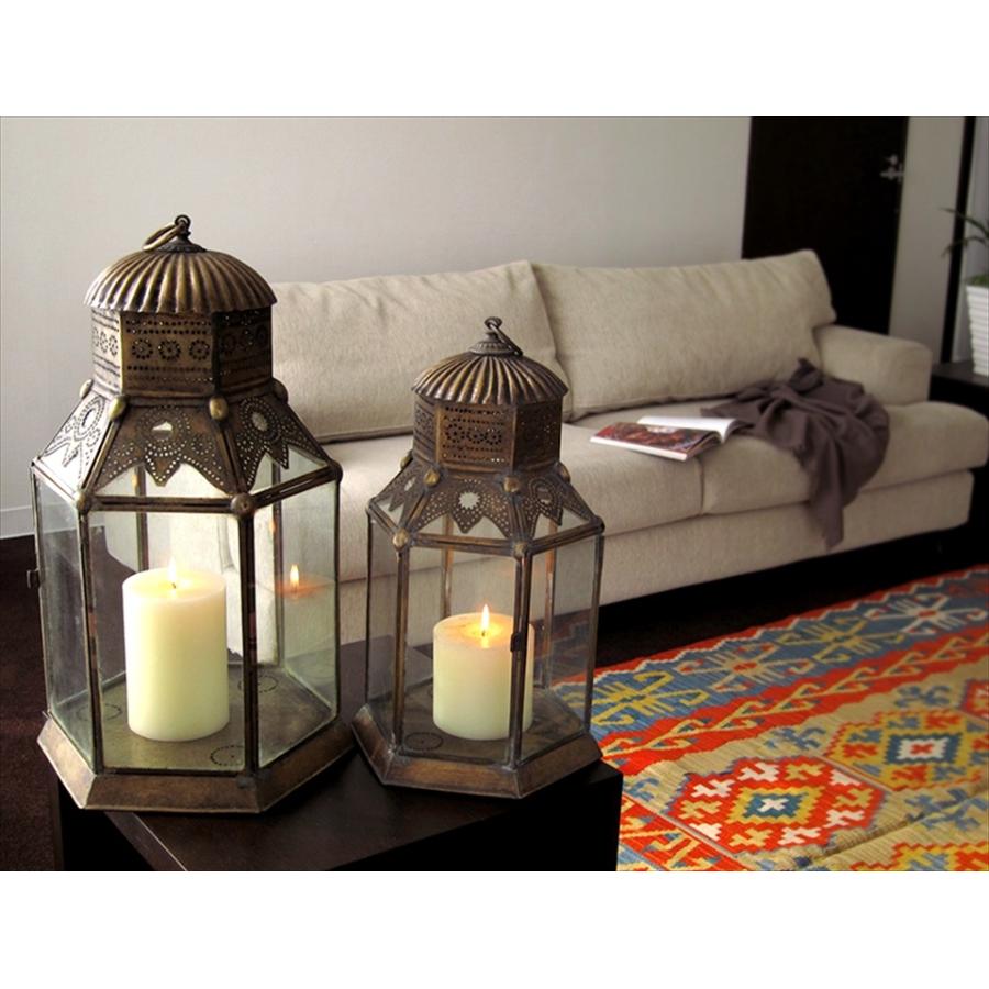 アラブ風ガラスランタン/ブラスランプ 銅製品 高さ46cm　トルコ製モロッコランプ オリエンタル照明　ノマド | ブランド登録なし | 05