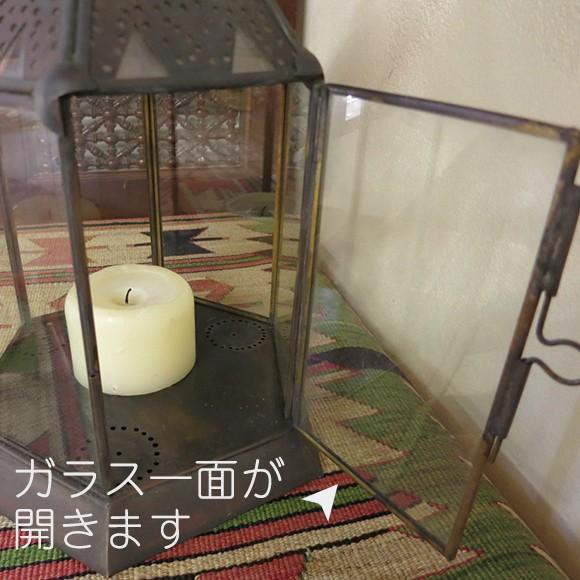 アラブ風ガラスランタン/ブラスランプ 銅製品 高さ41cm トルコ製