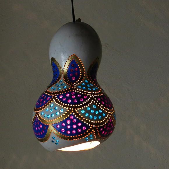 ひょうたんランプ/天井照明　エスニック照明  ホワイトペイント トルコ/ボドルム産　手作り　一点もの | ブランド登録なし | 02