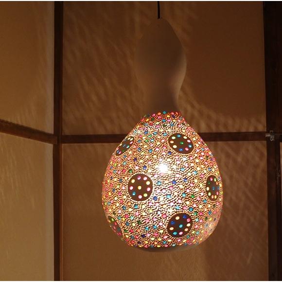 ひょうたんランプ/天井照明　エスニック照明  ホワイトペイント トルコ/ボドルム産　手作り　一点もの | ブランド登録なし