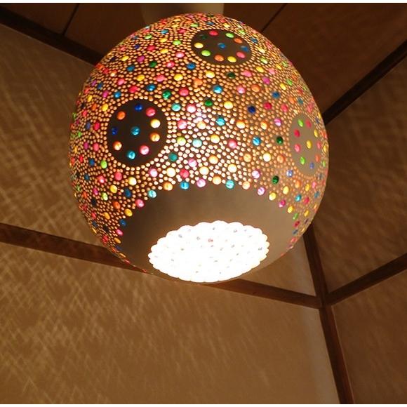 ひょうたんランプ/天井照明　エスニック照明  ホワイトペイント トルコ/ボドルム産　手作り　一点もの | ブランド登録なし | 02