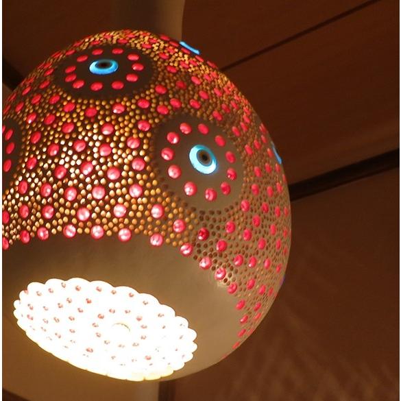 ひょうたんランプ/天井照明　エスニック照明  ホワイトペイント トルコ/ボドルム産　手作り　一点もの | ブランド登録なし | 02