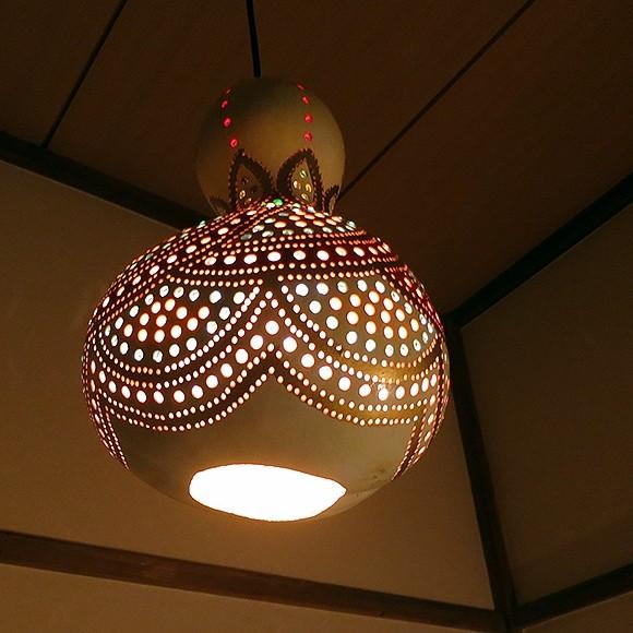 ひょうたんランプ/天井照明　エスニック照明  ホワイトペイント トルコ/ボドルム産　手作り　一点もの | ブランド登録なし
