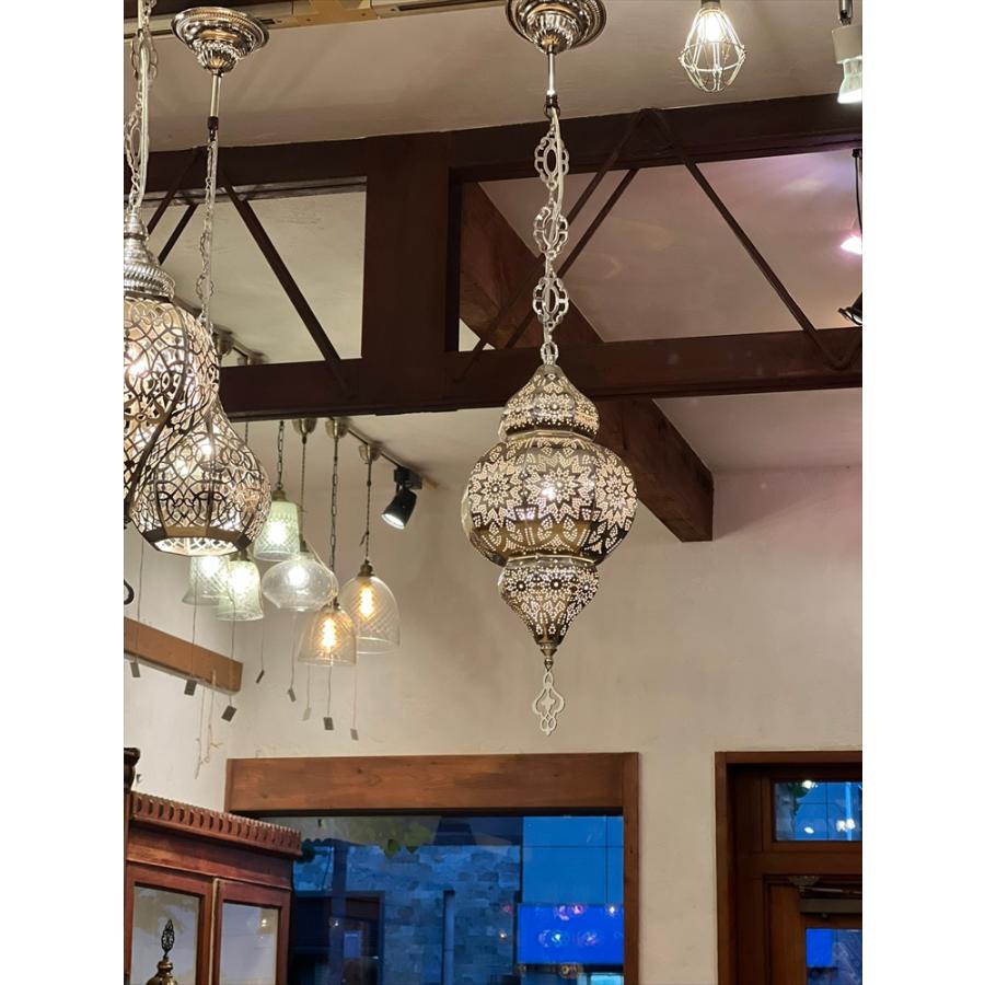 メタルシェード　ランタン　シルバー ８面幾何学文様　ペンダントライト |  | 02