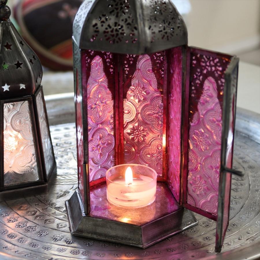 モロッコランタン キャンドルホルダー 高さ24cm  6面のレリーフガラス　Morocco Lantern Candle holder | ブランド登録なし | 09
