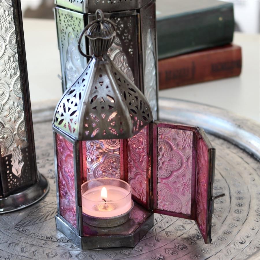 モロッコランタン キャンドルホルダー　高さ17.5cm　オリエンタルランプ6面のレリーフガラス　Morocco Lantern Candle holder | ブランド登録なし | 05