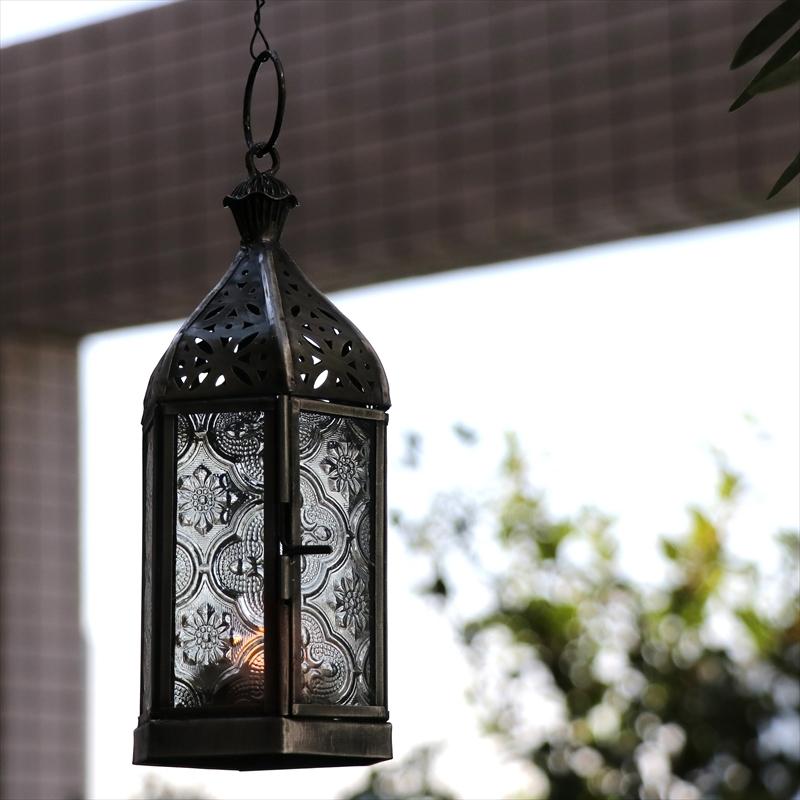 モロッコランタン キャンドルホルダー　高さ17.5cm　オリエンタルランプ6面のレリーフガラス　Morocco Lantern Candle holder | ブランド登録なし | 07