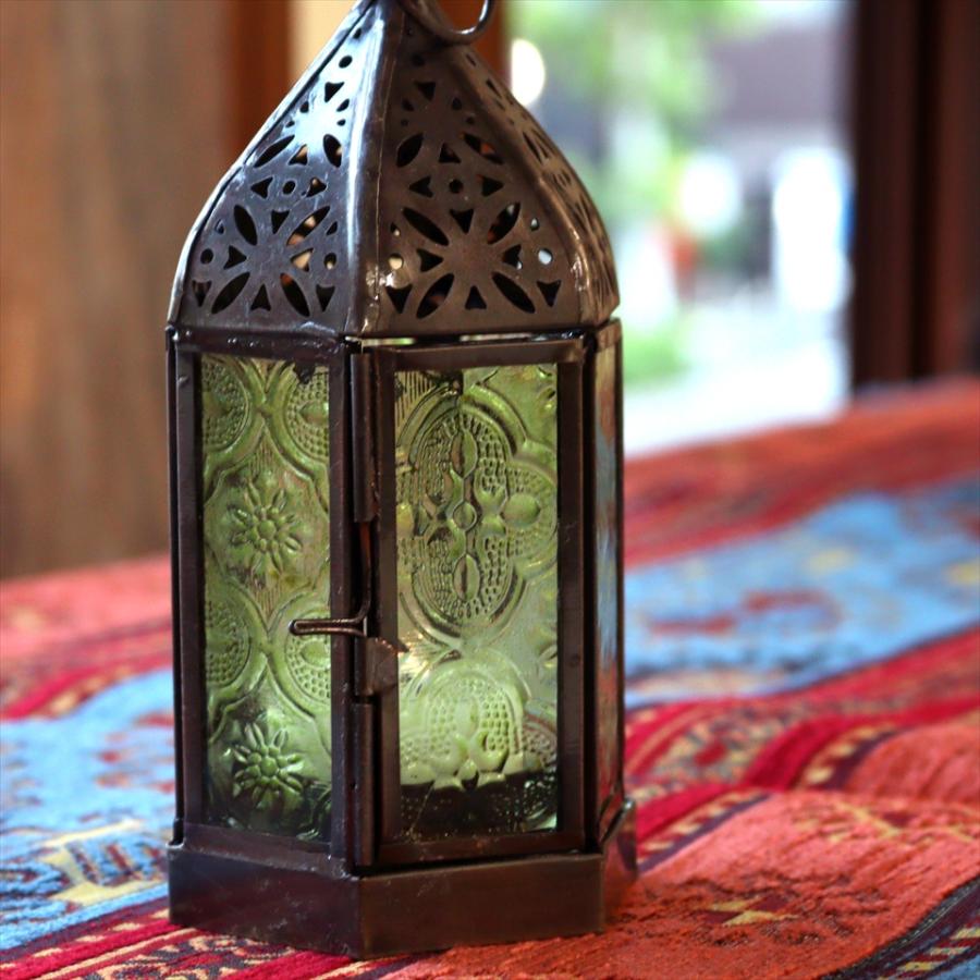 モロッコランタン キャンドルホルダー 高さ17.5cm 6面のレリーフ