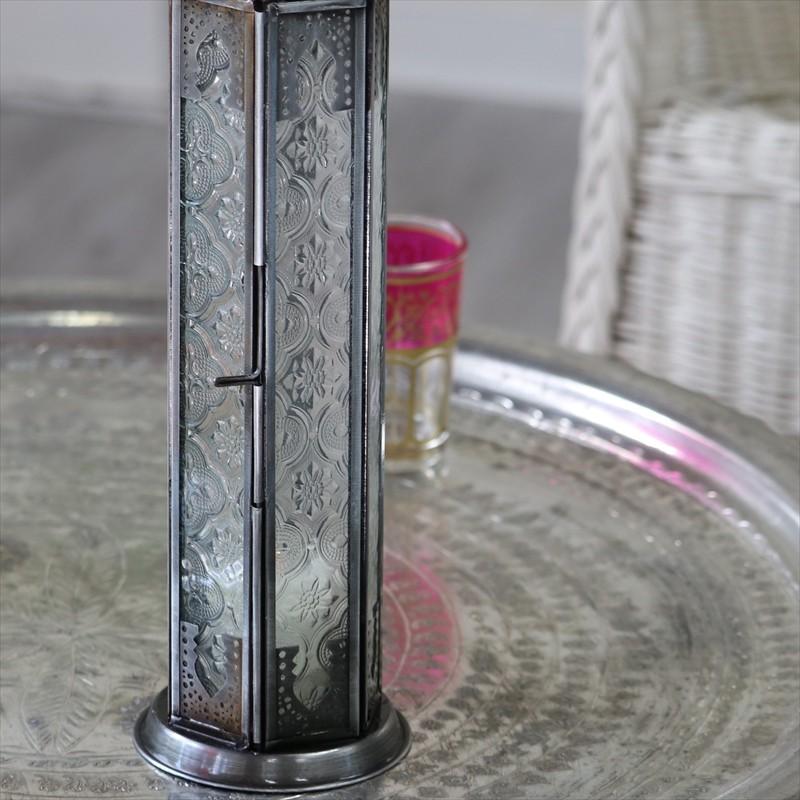全品送料無料 モロッコランタン キャンドルホルダー 高さ35cm オリエンタルランプ6面のレリーフガラス Morocco Lantern Candle  holder spurs.sc