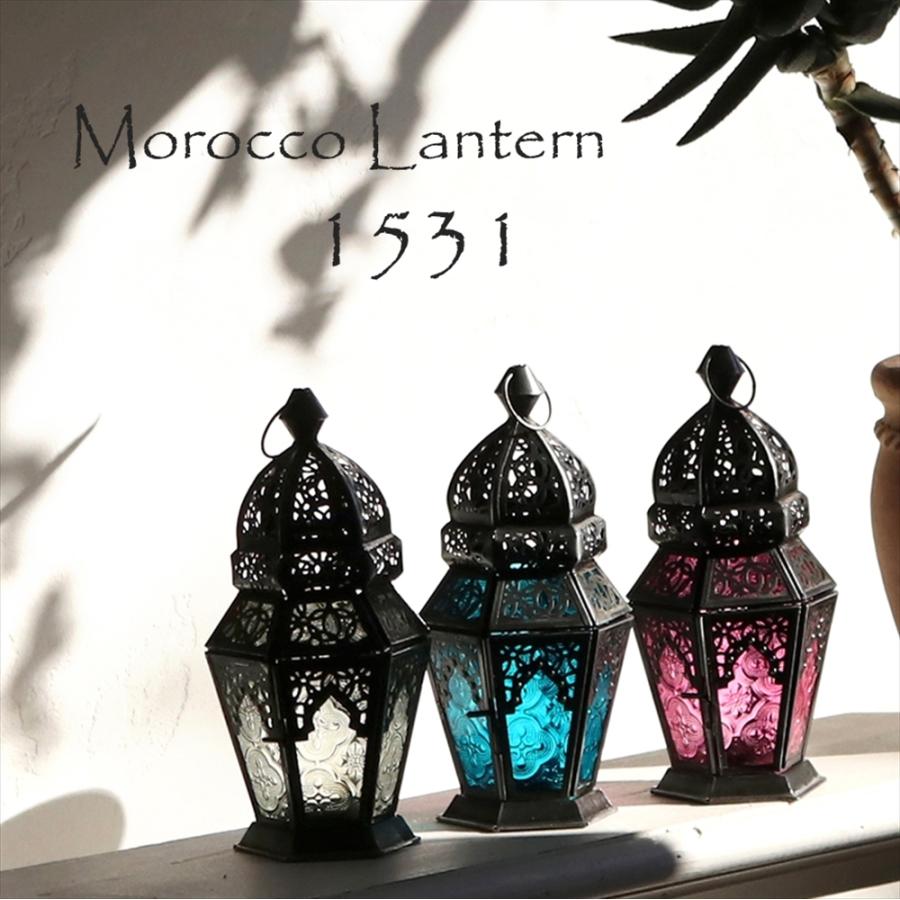 モロッコランタン・キャンドルホルダー　高さ23cm　オリエンタルランプ6面のレリーフガラス　Morocco Lantern Candle holder | 