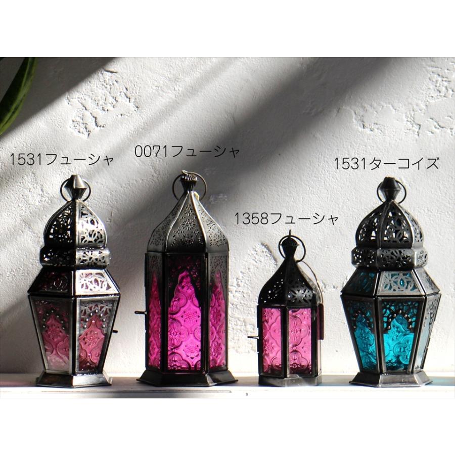 モロッコランタン・キャンドルホルダー　高さ23cm　オリエンタルランプ6面のレリーフガラス　Morocco Lantern Candle holder |  | 10