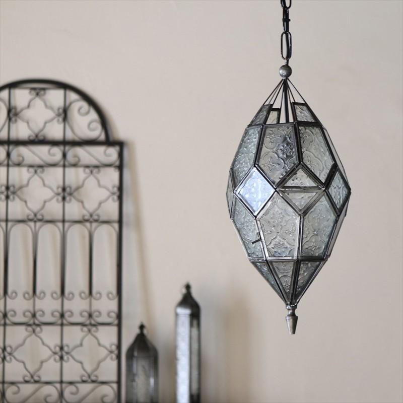 モロッコランプ ガラスペンダントライト 多面体形ランプ 直径15cm 全長64cm / 25W ペンダントランプ１灯 | ブランド登録なし | 06