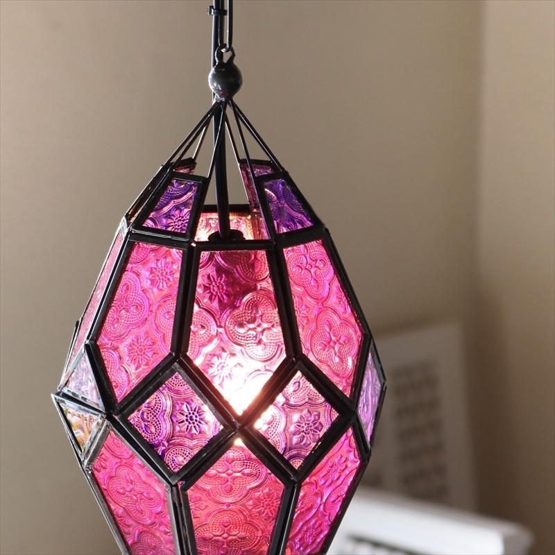 モロッコランプ ガラスペンダントライト 多面体形ランプ