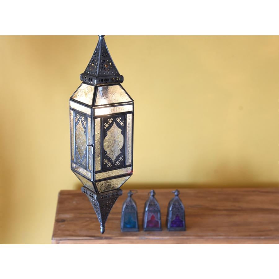 モロッコランプ ガラスペンダントライト 直径11cm 全長85cm 4面のレリーフガラス　Morocco Lantern/ 25W１灯　ペンダントランプ１灯 | ブランド登録なし | 04