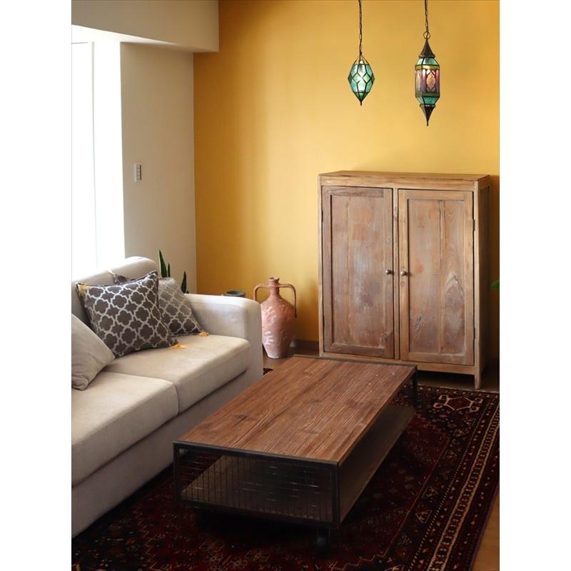 ガラスペンダントライト モロッコランプ　ヴァイオレット 直径11cm 全長85cm 4面のレリーフガラス　Morocco Lantern | ブランド登録なし | 04