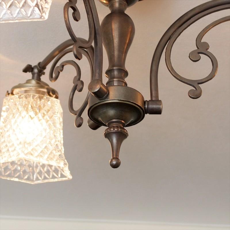 アンティーク調 ガラスシェード シーリングシャンデリア