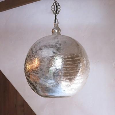 モロッコランプ/Moroccan Metal shade Lamps メタルシェード　ペンダントランプラウンド形　ドット　　φ23cm　エジプト製 |  | 05