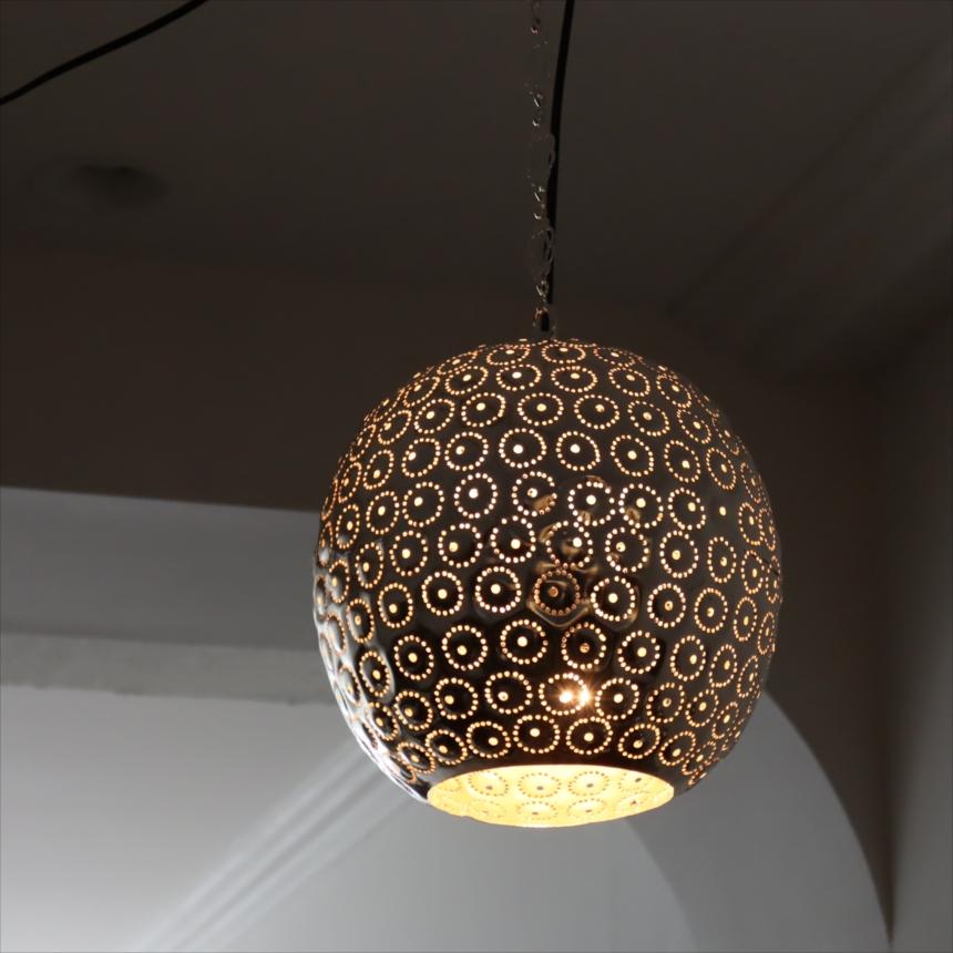 モロッコランプ/Moroccan Metal shade Lamps メタルシェード　ペンダントランプラウンド形　パイナップル　φ23cm　エジプト製 | 