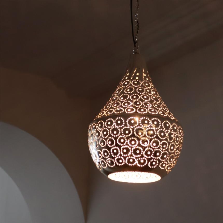 メタルシェード モロッコランプ　Moroccan Metal shade Lamps　ペンダントランプ タジン形　パイナップル φ19cm　エジプト製 | 