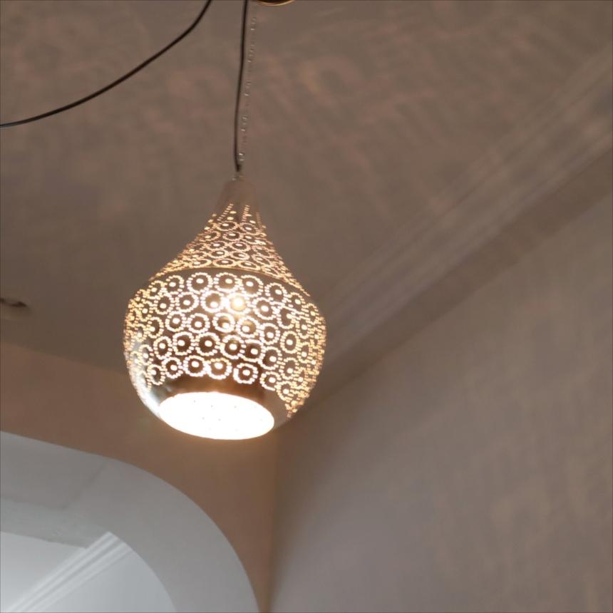 メタルシェード モロッコランプ　Moroccan Metal shade Lamps　ペンダントランプ タジン形　パイナップル φ19cm　エジプト製 |  | 02