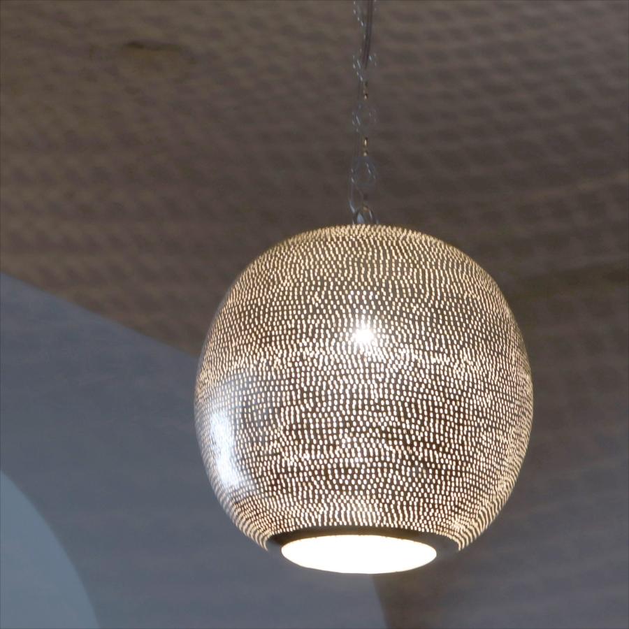 モロッコランプ/Moroccan Metal shade Lamps メタルシェード　ペンダントランプラウンド　ドット φ27cm　エジプト製 | 