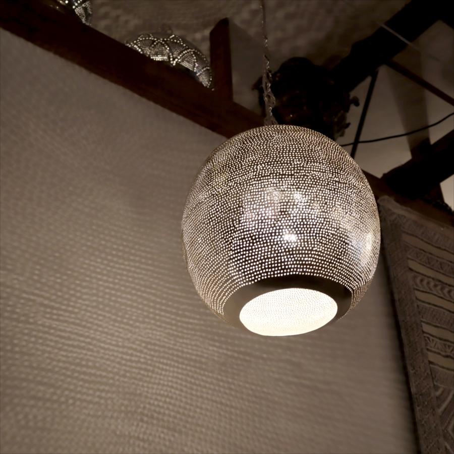 モロッコランプ/Moroccan Metal shade Lamps メタルシェード　ペンダントランプラウンド　ドット φ27cm　エジプト製 |  | 04