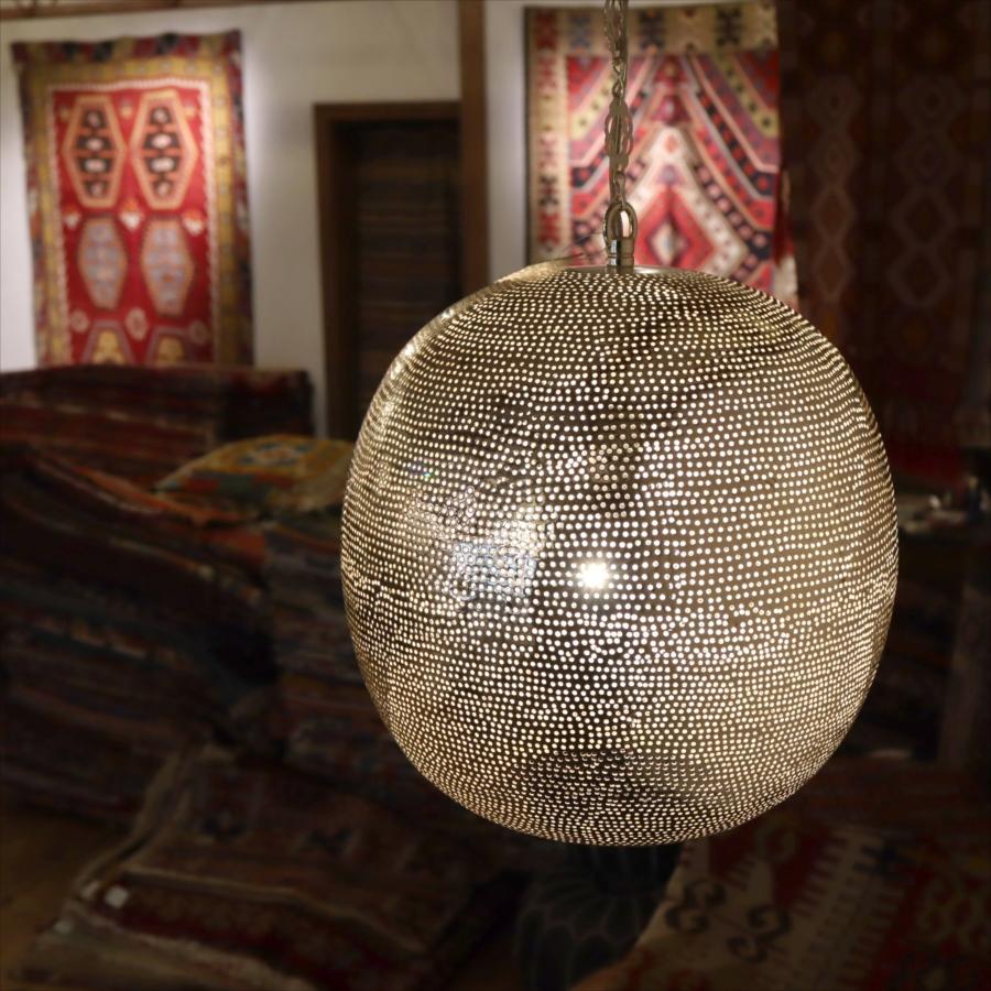 モロッコランプ/Moroccan Metal shade Lamps メタルシェード　ペンダントランプラウンド　ドット φ27cm　エジプト製 |  | 05