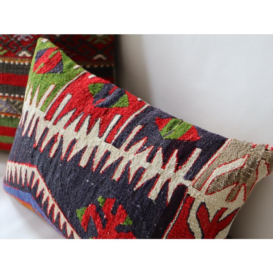 オールドキリムクッションカバー ミニサイズ 長方形 枕型 ピロータイプ 44x30cm シワス | ブランド登録なし | 01
