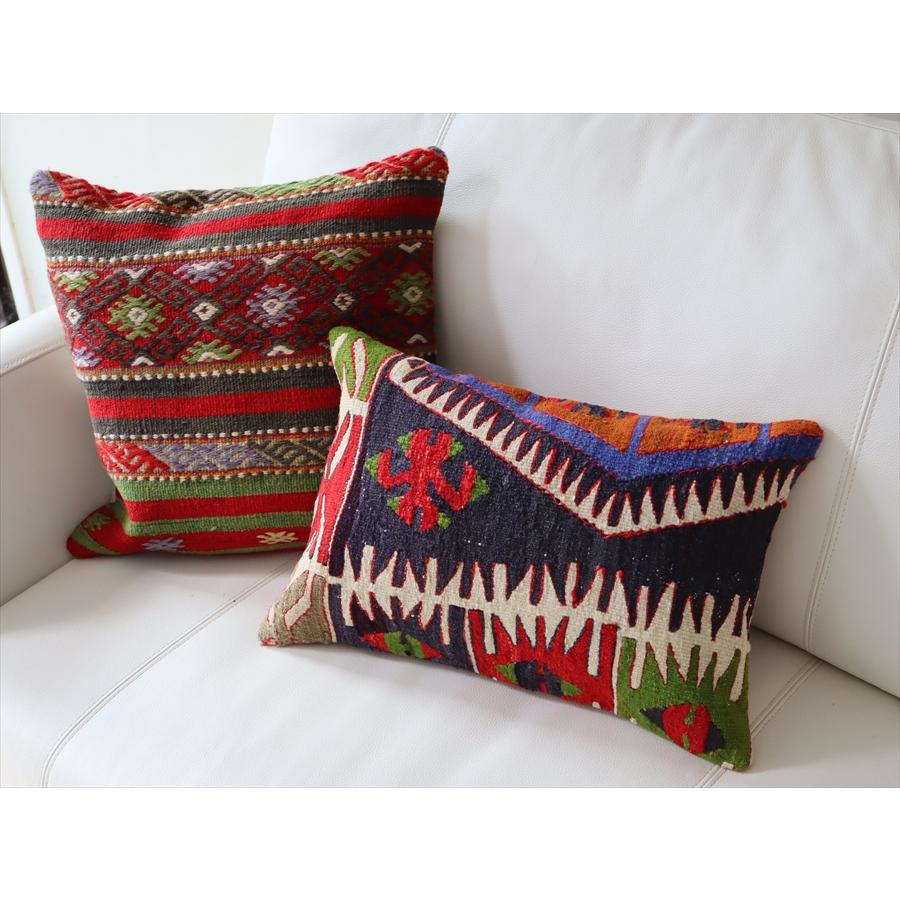 オールドキリムクッションカバー ミニサイズ 長方形 枕型 ピロータイプ 44x30cm シワス | ブランド登録なし | 03