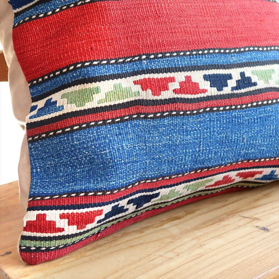 クッションカバー 50cmサイズ オールドキリム ウール ヴィンテージ シルヴァン レッドとネイビーのボーダー | ブランド登録なし | 01