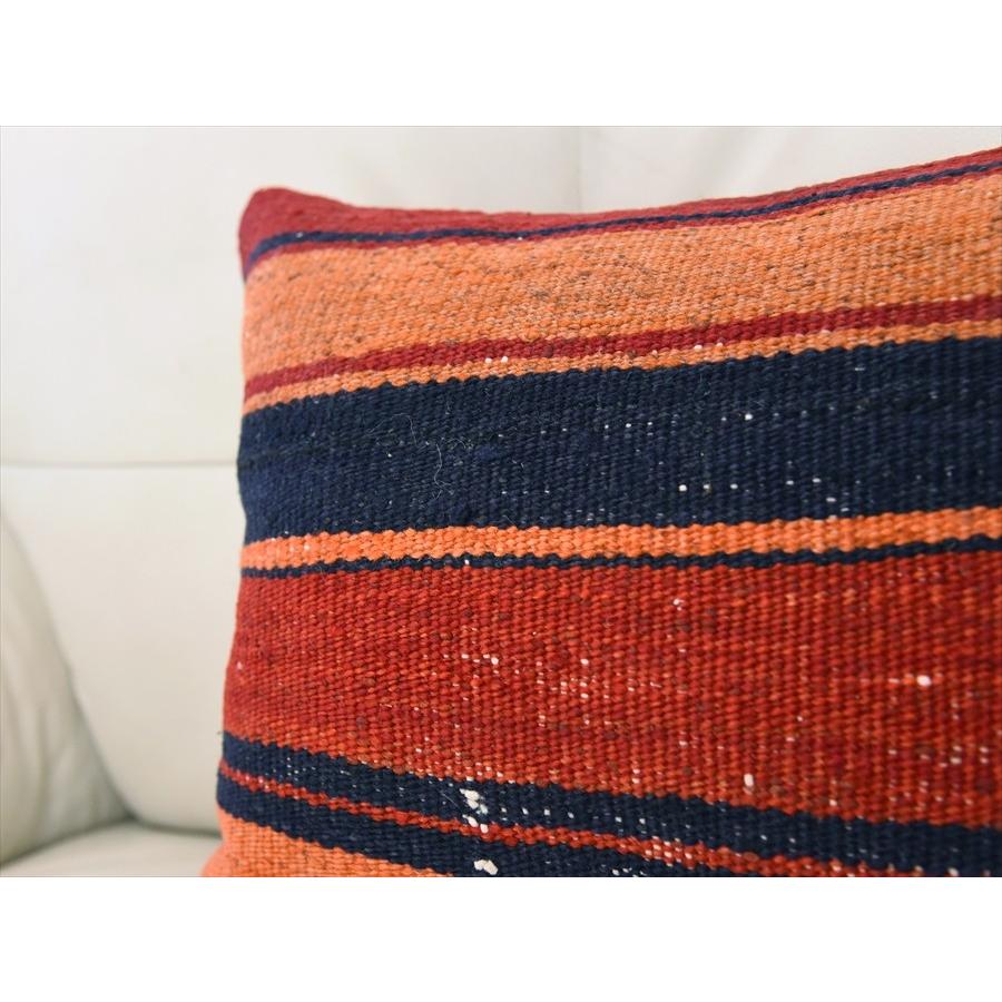 キリムクッションカバー40cm角サイズ/ヴィンテージ オールドKilim Cushion38x33cm ムート(Mut)/レッドのボーダー | ブランド登録なし | 01