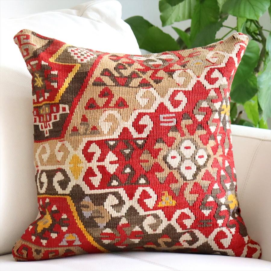 オールドキリム クッションカバー 40cm Turkish Kilim Cushion トルコのウール手織りキリム カイセリ チフカナット ドラゴンの白い爪 | ブランド登録なし