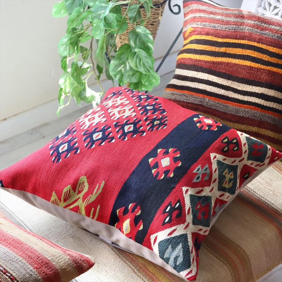 オールドキリムクッションカバー 50cmサイズ Turkish Vintage kilim シャルキョイ ネイビー レッド グリーン | ブランド登録なし | 02