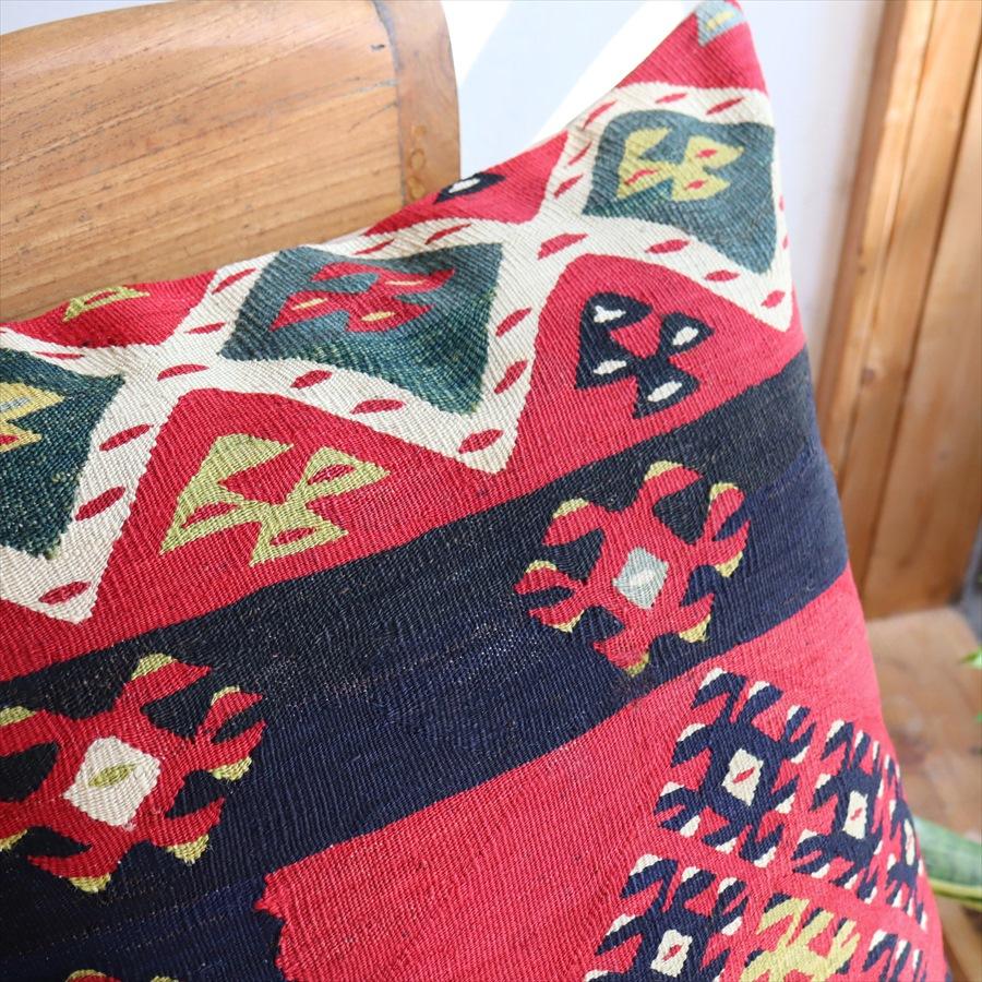 クッションカバー 50cmサイズ オールドキリム ウール ヴィンテージ シャルキョイ レッド＆ブラック | ブランド登録なし | 01