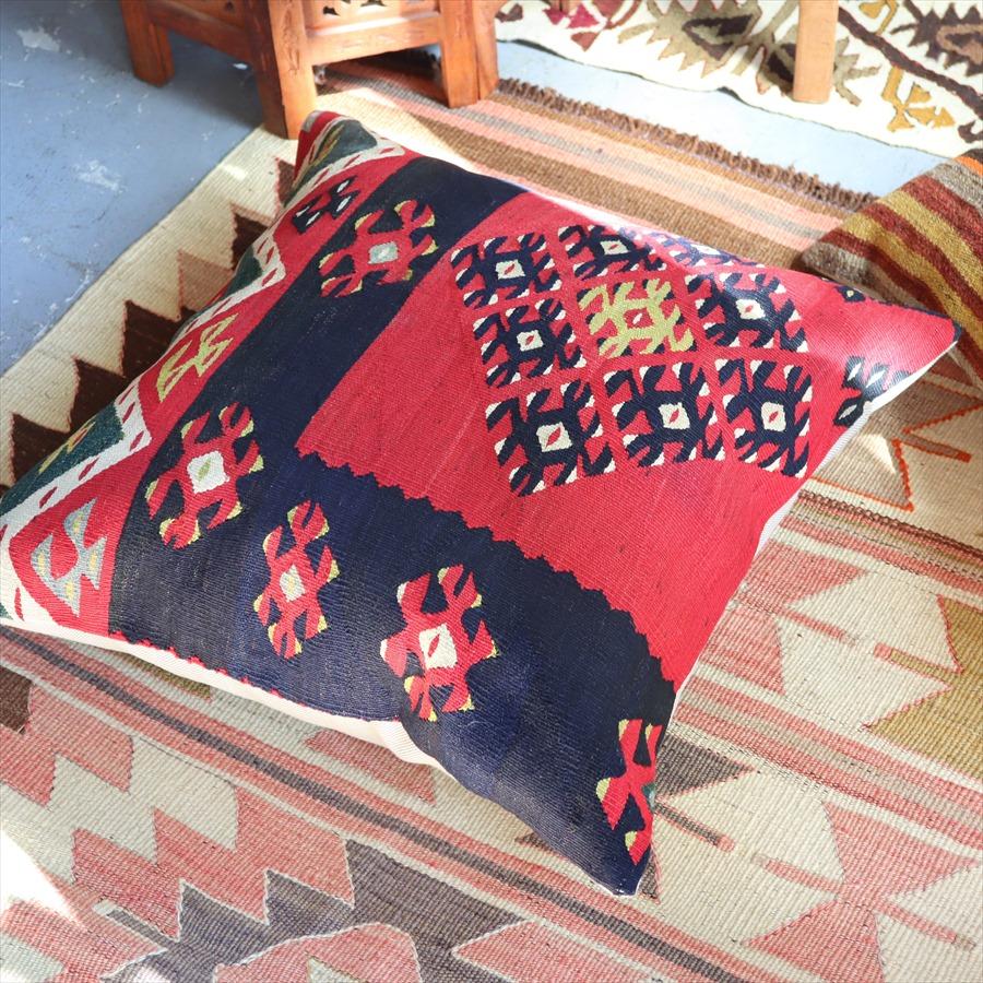 クッションカバー 50cmサイズ オールドキリム ウール ヴィンテージ シャルキョイ レッド＆ブラック | ブランド登録なし | 02